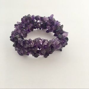 SALE Chunky Elastic Purple Amethyst Bracelet